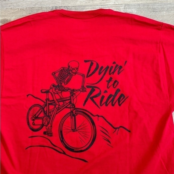 Dead head style poker run mountain bike race t shirt men’s L red black grateful - Picture 3 of 6